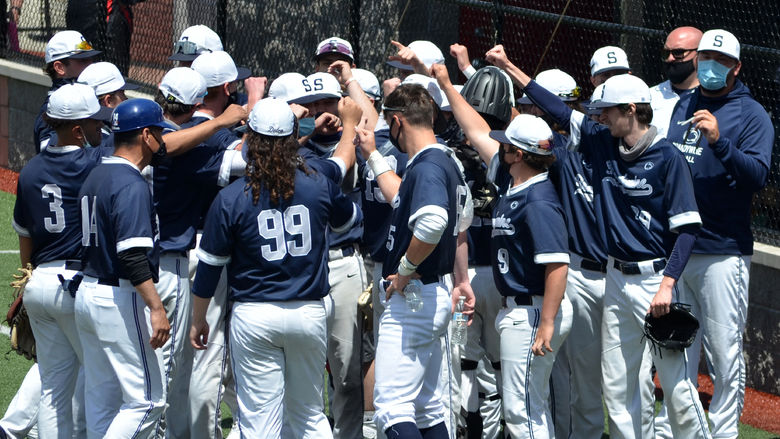 The Brandywine baseball team huddles prior to its first-ever USCAA World Series game.