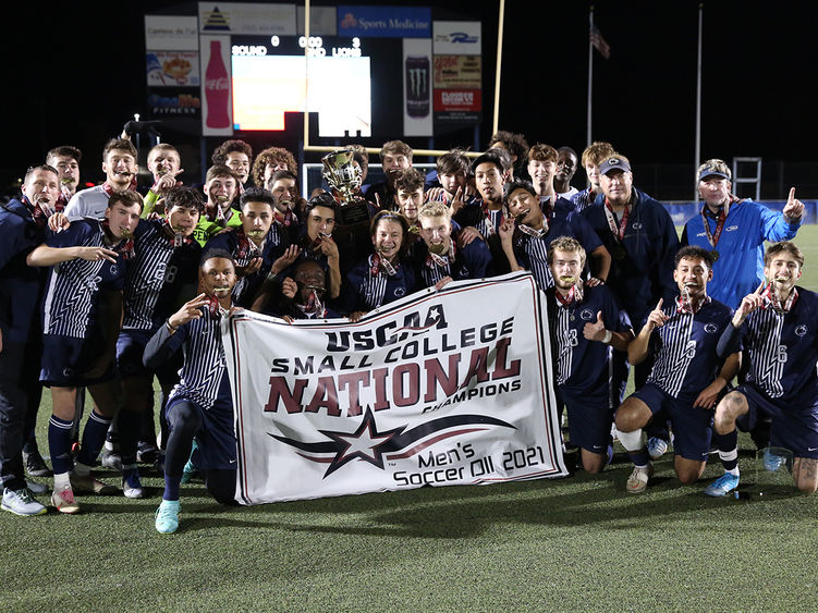 Penn State Brandywine celebrates its second USCAA men's soccer national championship