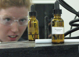 student in lab