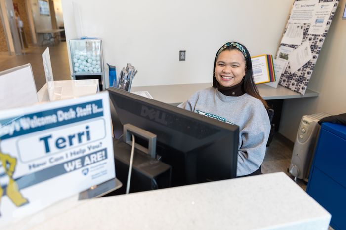 Penn State Brandywine student Terri Quiambao works in the Office of Student Affairs.