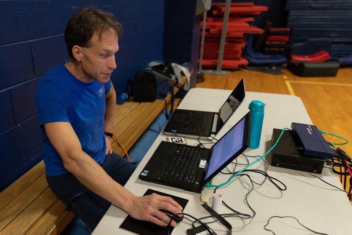 Penn State Brandywine's Tim Niiler using software to capture motion. 