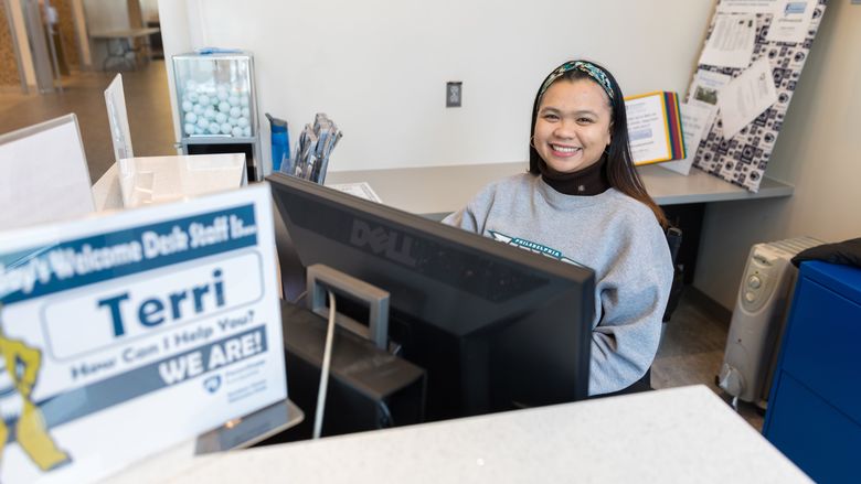 Penn State Brandywine student Terri Quiambao works in the Office of Student Affairs.