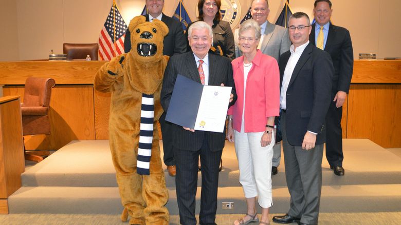 Delaware County Council with Kristin Woolever and the Nittany Lion
