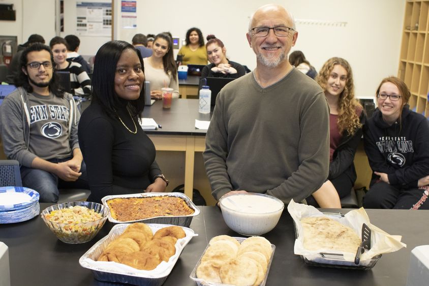 Kennesha Busby and Mark Boudreau of Penn State Brandywine in class. 