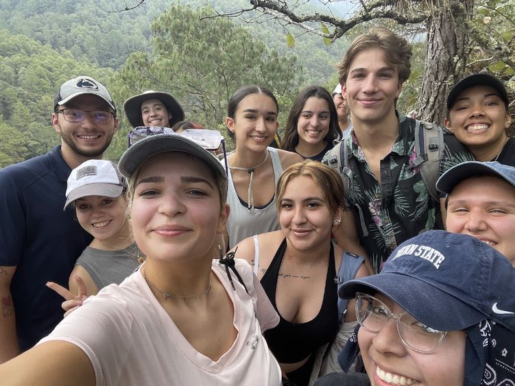 students on a hike